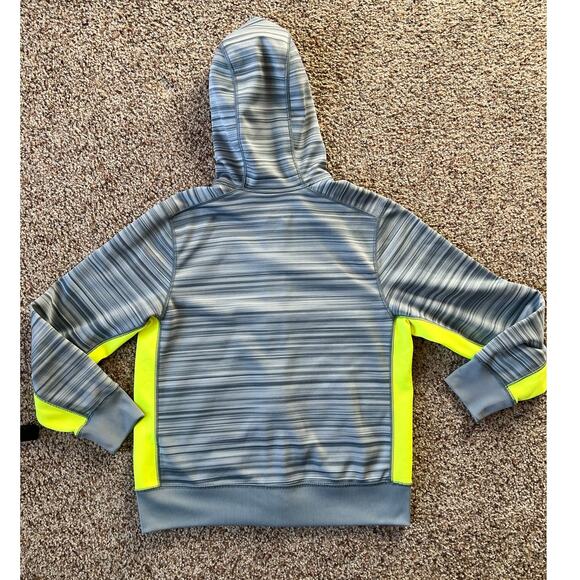 Nike Therma Fit Hoodie, Youth Boys Large, Full Zip, Gray Yellow Striped Volt - Picture 8 of 9